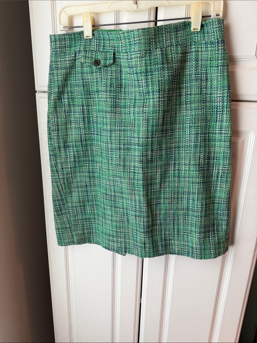 JC Crew Green Tweed Pencil Skirt with Tailored Waist